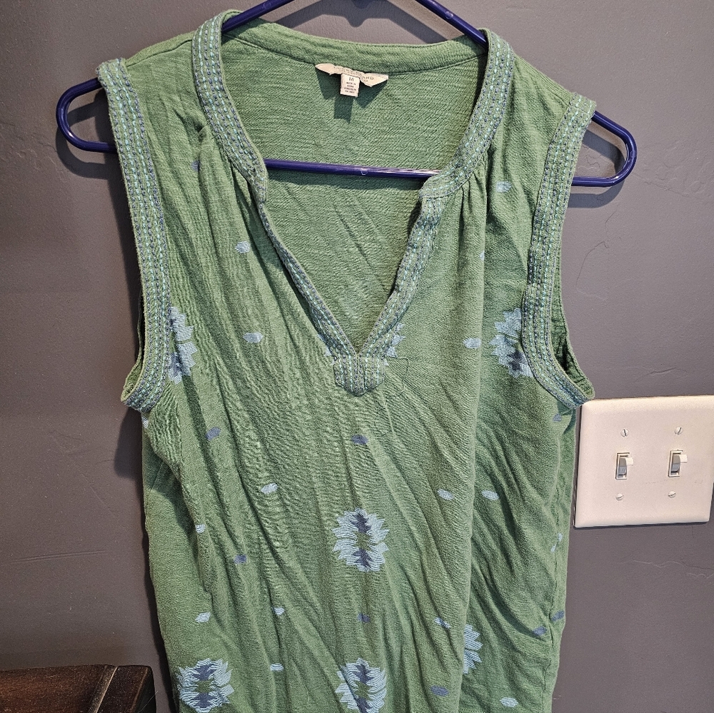 Lucky Brand Green and Blue Patterned Tank Top